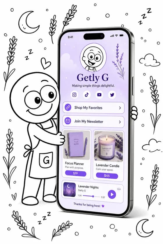 Getly Pages — lavender theme