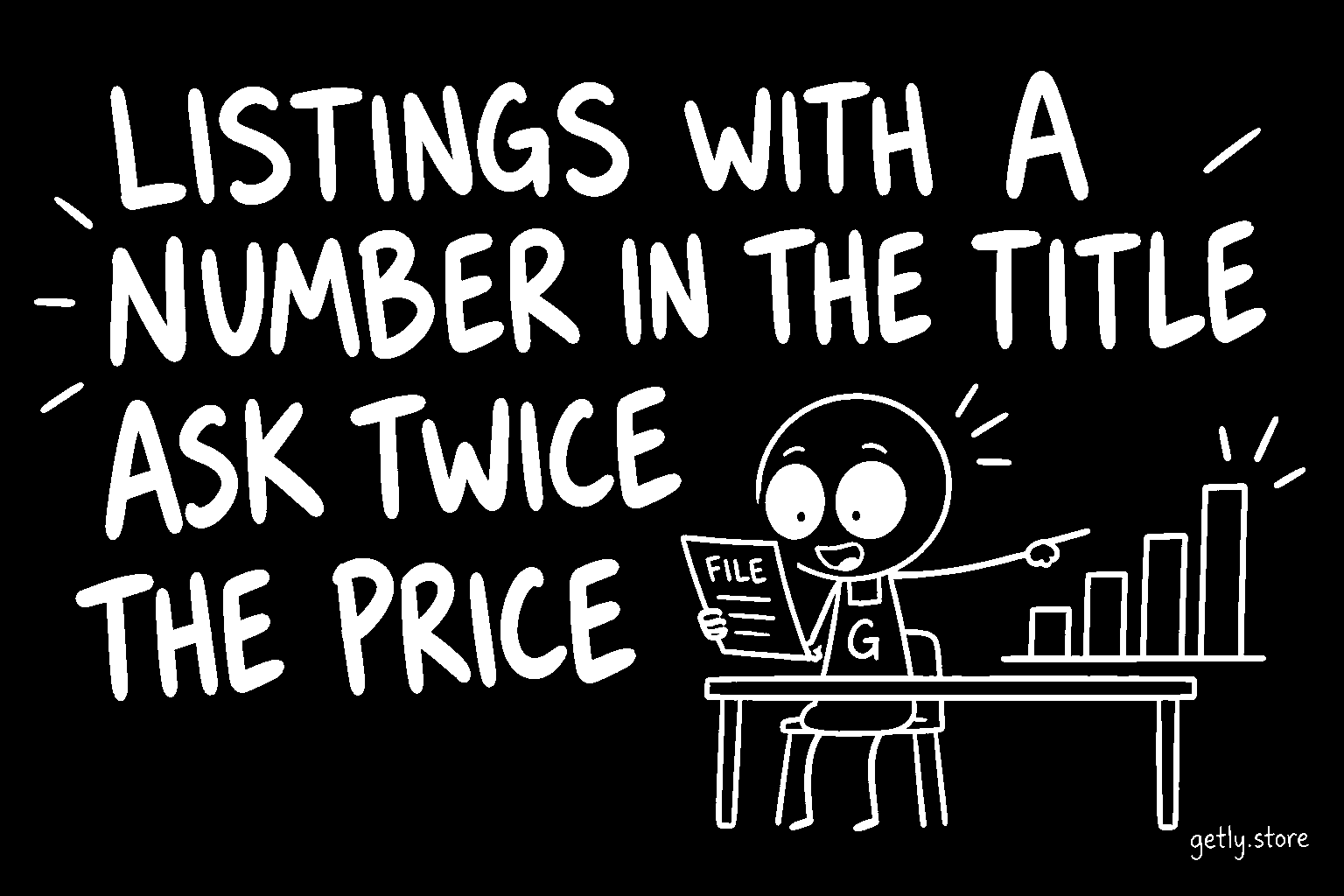 Listings with a number in the title ask twice the price