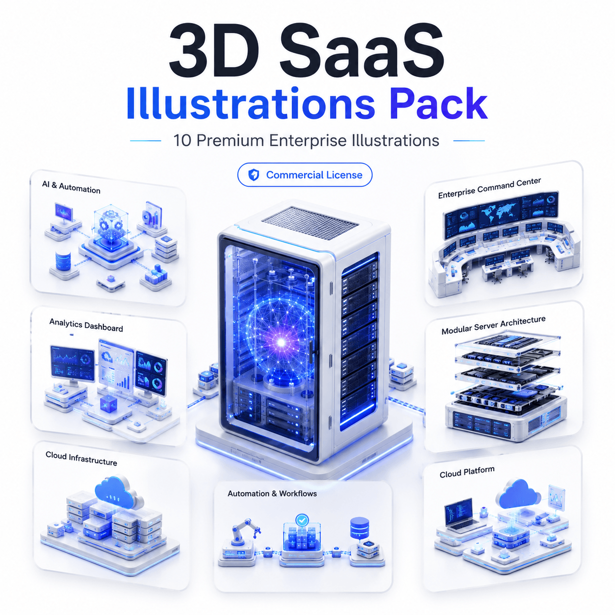 Preview image of Premium 3D SaaS Illustrations Pack – 10 High-End Isometric Scenes
Premium-3D-SaaS-Illustrations-Paket – 10 hochwertige isometrische Szenen