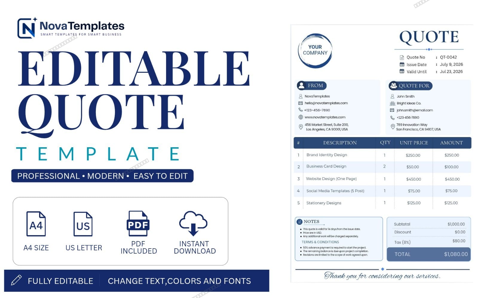 Editable Price Quote Template Canva | Business Proposal & Estimate Form