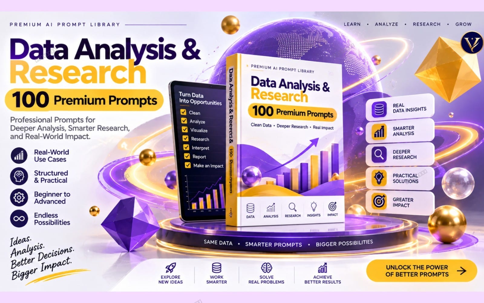 Data Analysis & Research — 100 Premium AI Prompts