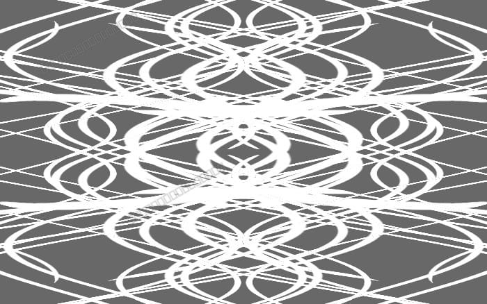 Minimalist white line art seamless pattern printable on gray background with symmetrical ornamental curls and loops