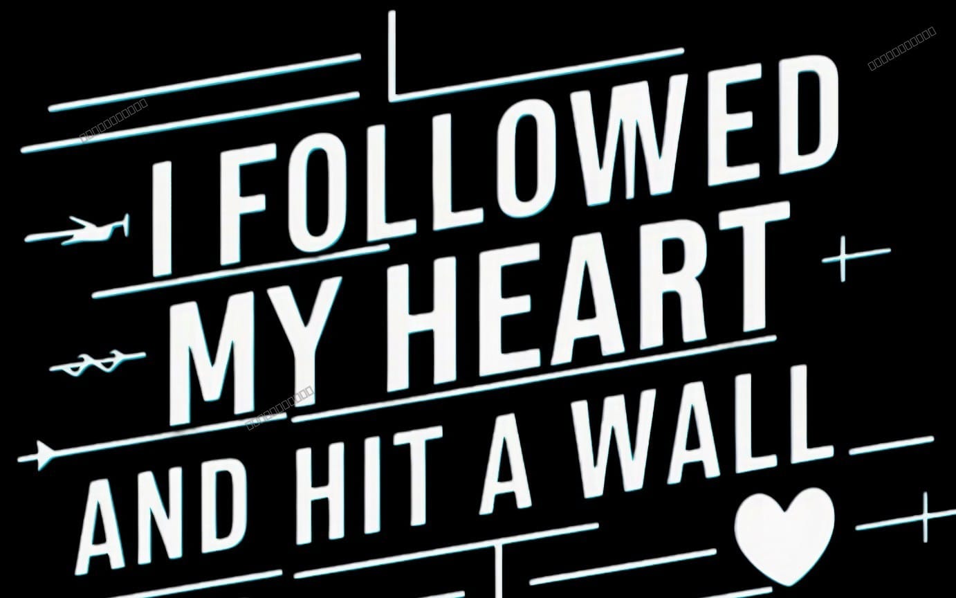 Bold motivational text Feel old love hard heart my heart and hit a wall over a black background with heart icons