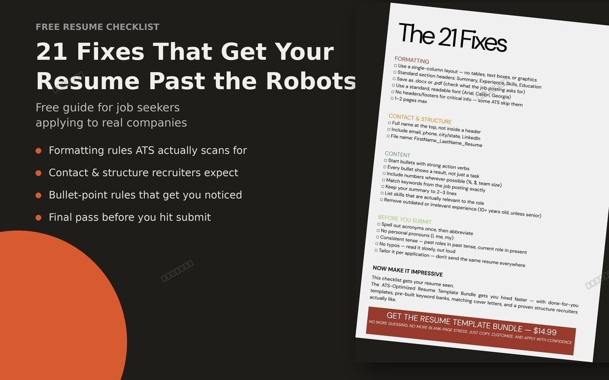 The ATS Resume Checklist — 21 Fixes
