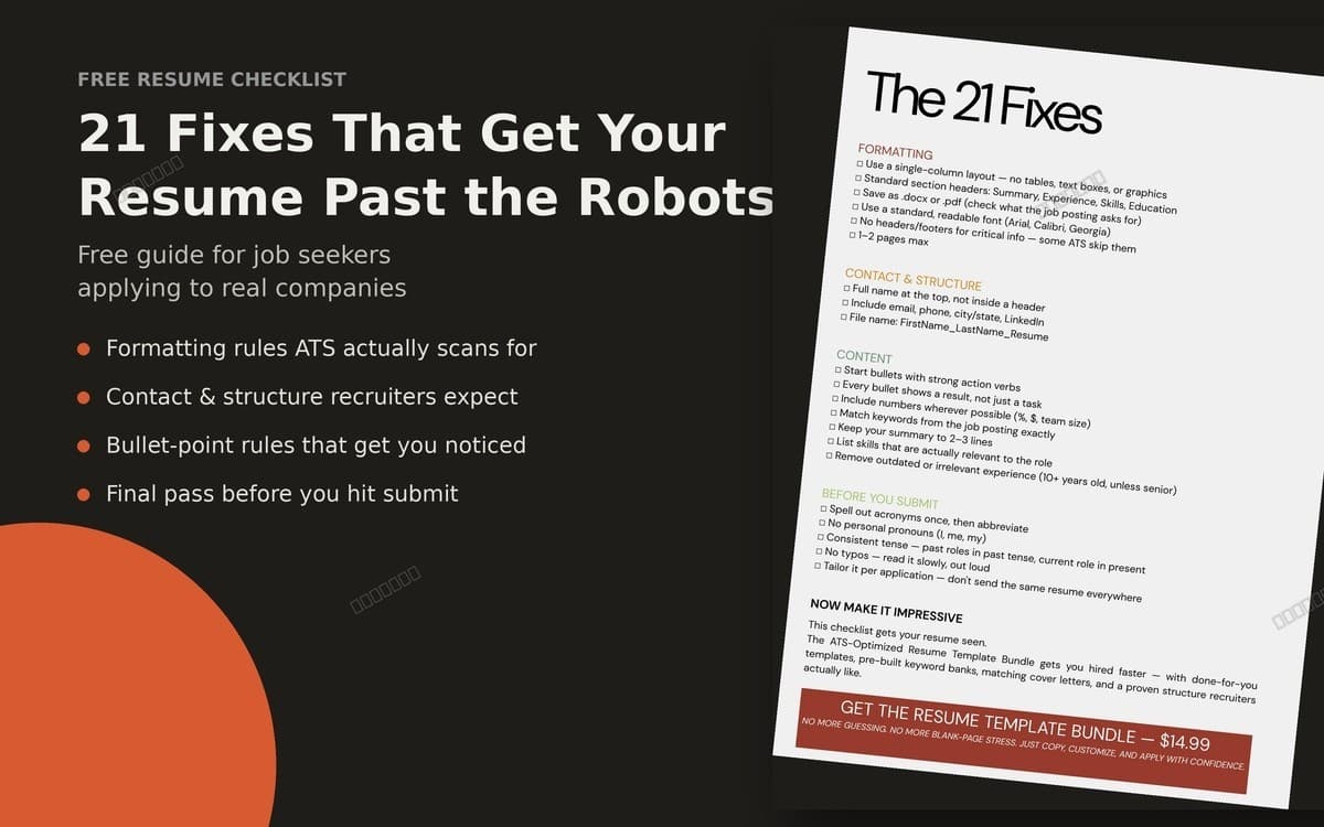 The ATS Resume Checklist — 21 Fixes