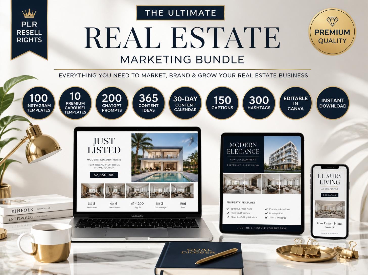 Preview image of Real Estate AI Content Toolkit | Canva Templates, ChatGPT Prompts, Content Calendar & Social Media Marketing Kit