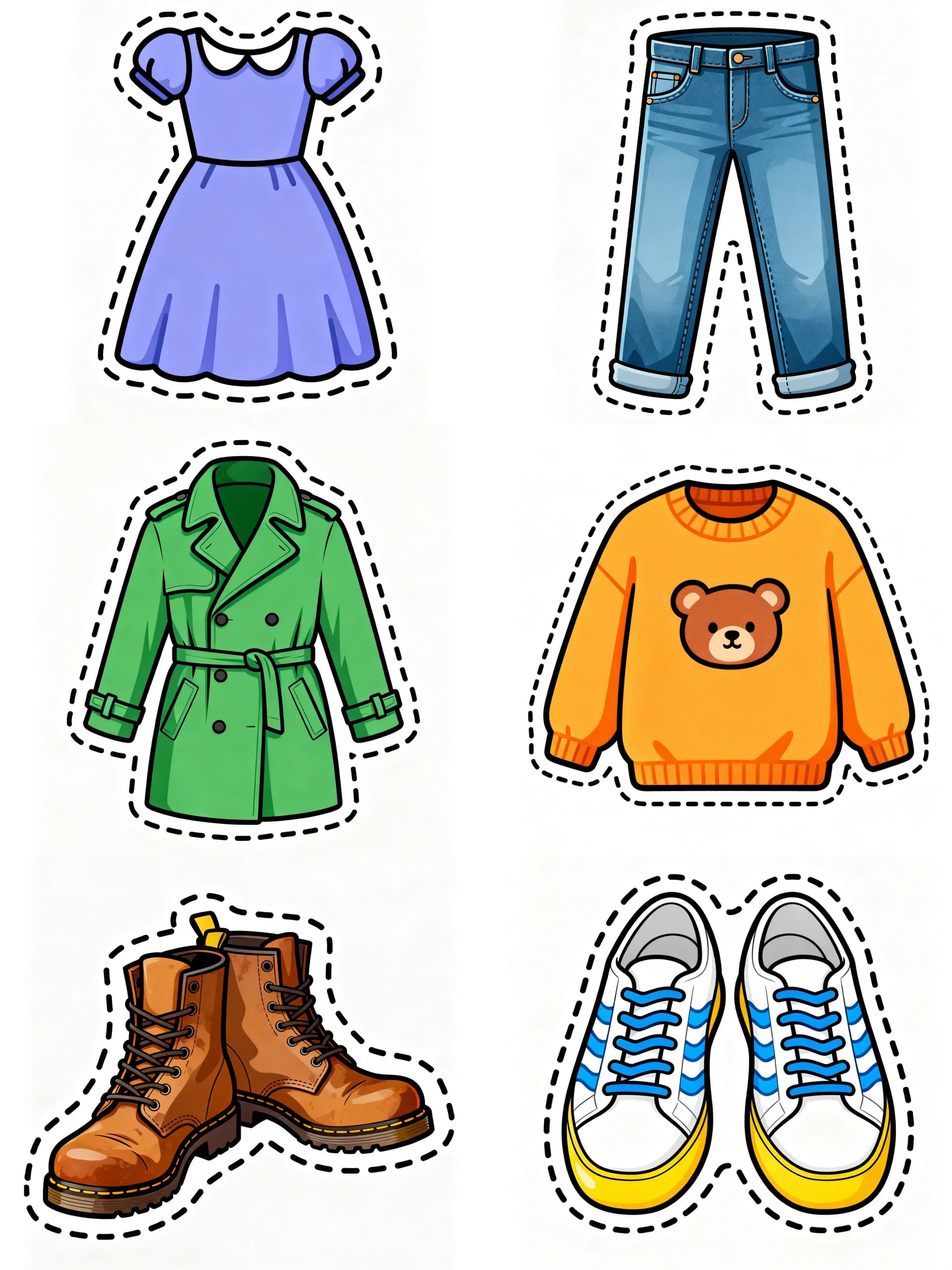 Preview image of Fashion & Clothing Sticker Pack | Printable Planner Stickers | Trendy Apparel & Accessories | Digital Scrapbooking Elements | Instant Download