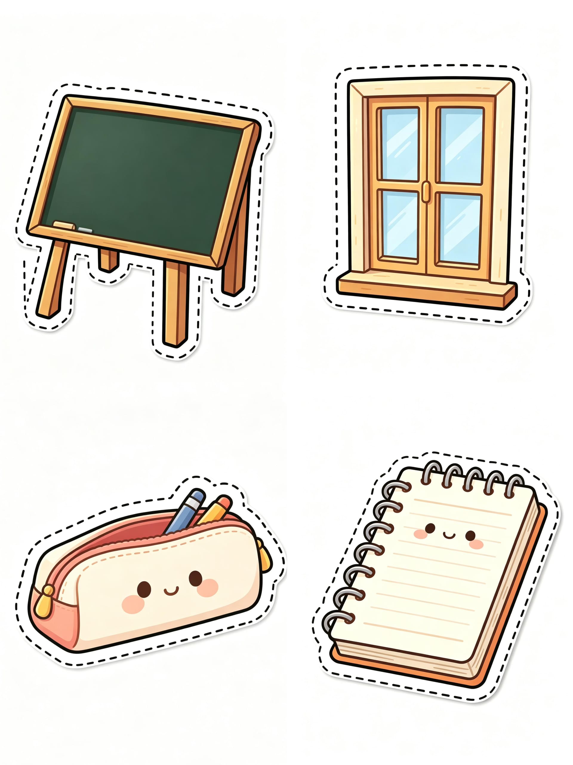 Preview image of Kawaii Classroom Theme Printable Stickers Set | Digital Cut Files & School Supplies Assets