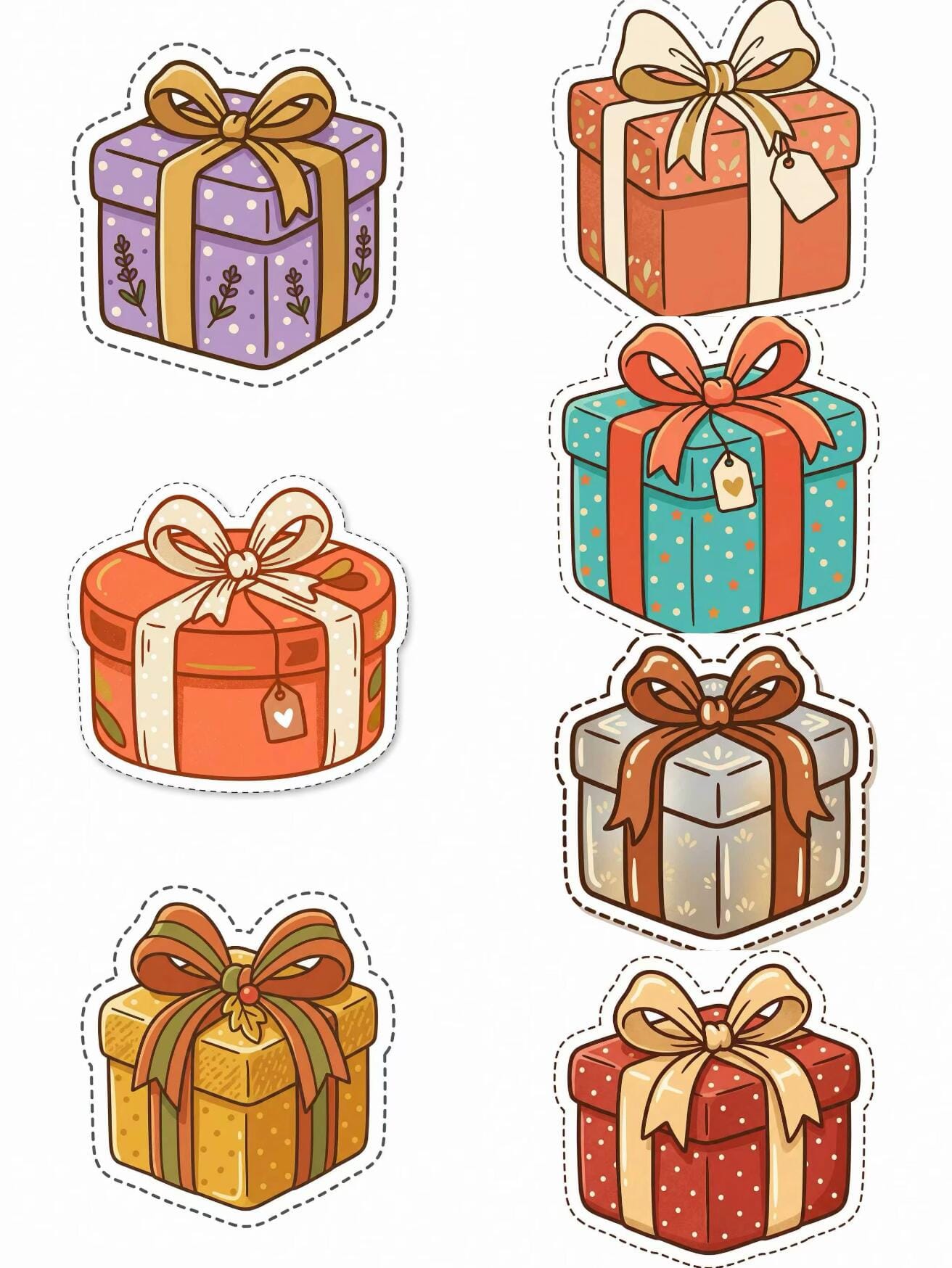 Preview image of Cozy Gift Box Sticker Pack | Printable Aesthetic Cute Present Stickers | Digital Download PDF