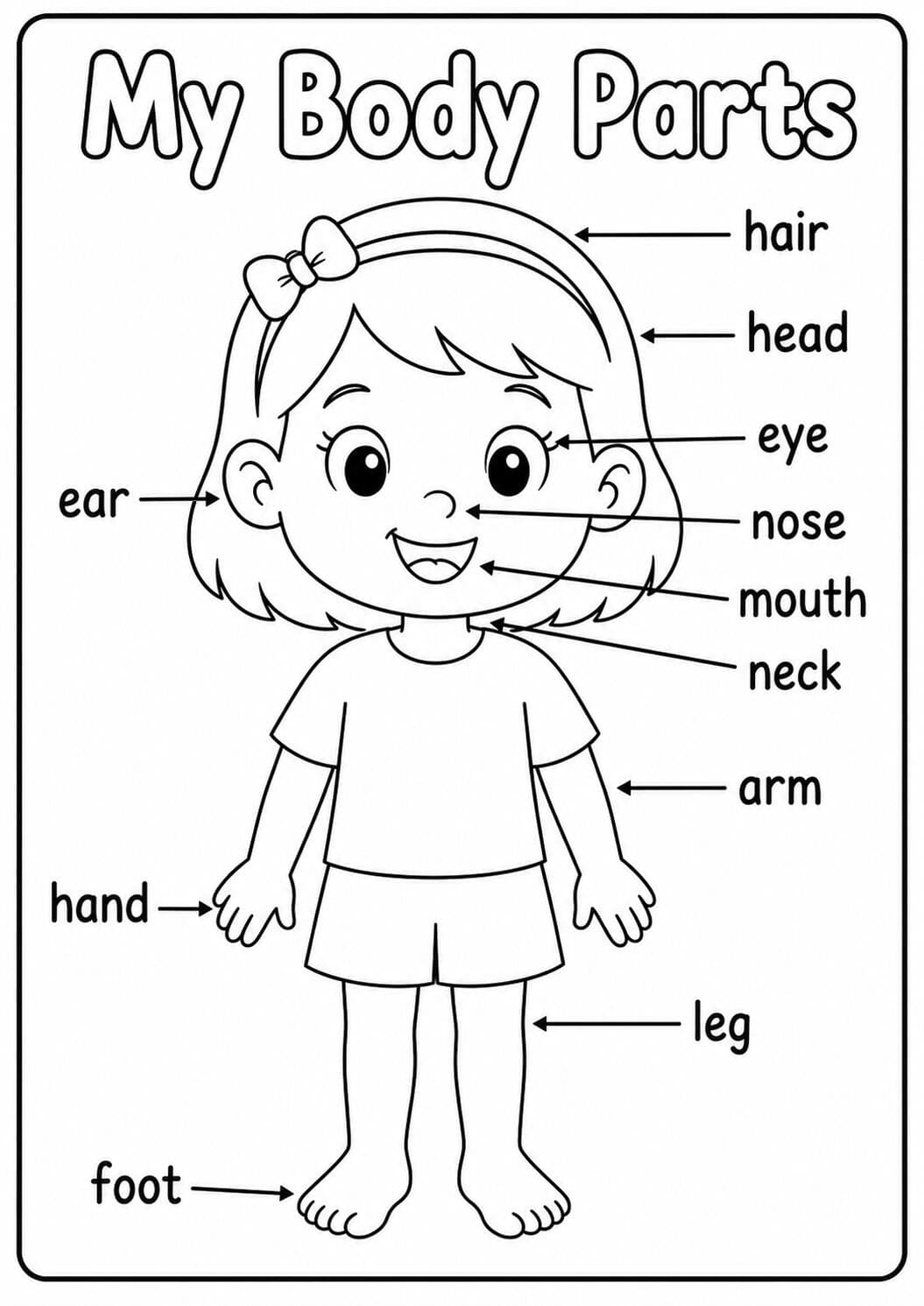 Preview image of My Body Parts Educational Coloring Sheets for Kids | Preschool Learning Printables