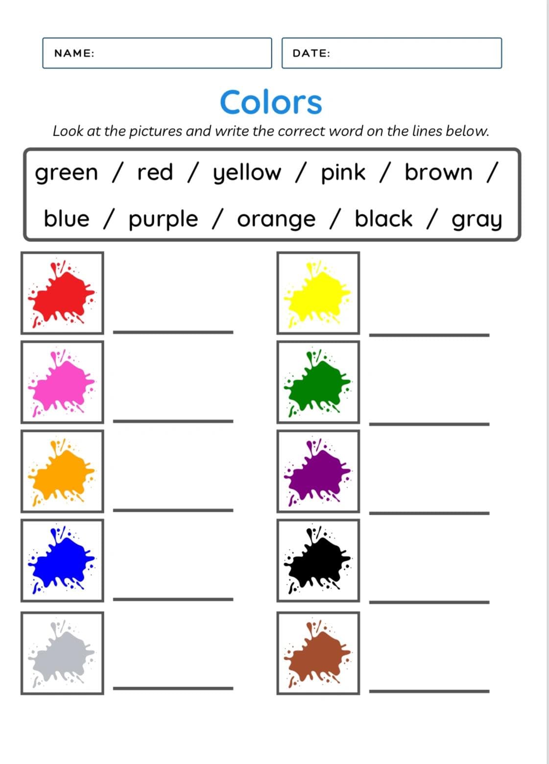 Preview image of Colors Learning Bundle for Kids | 8-Page Printable Worksheet Pack | Preschool & Kindergarten