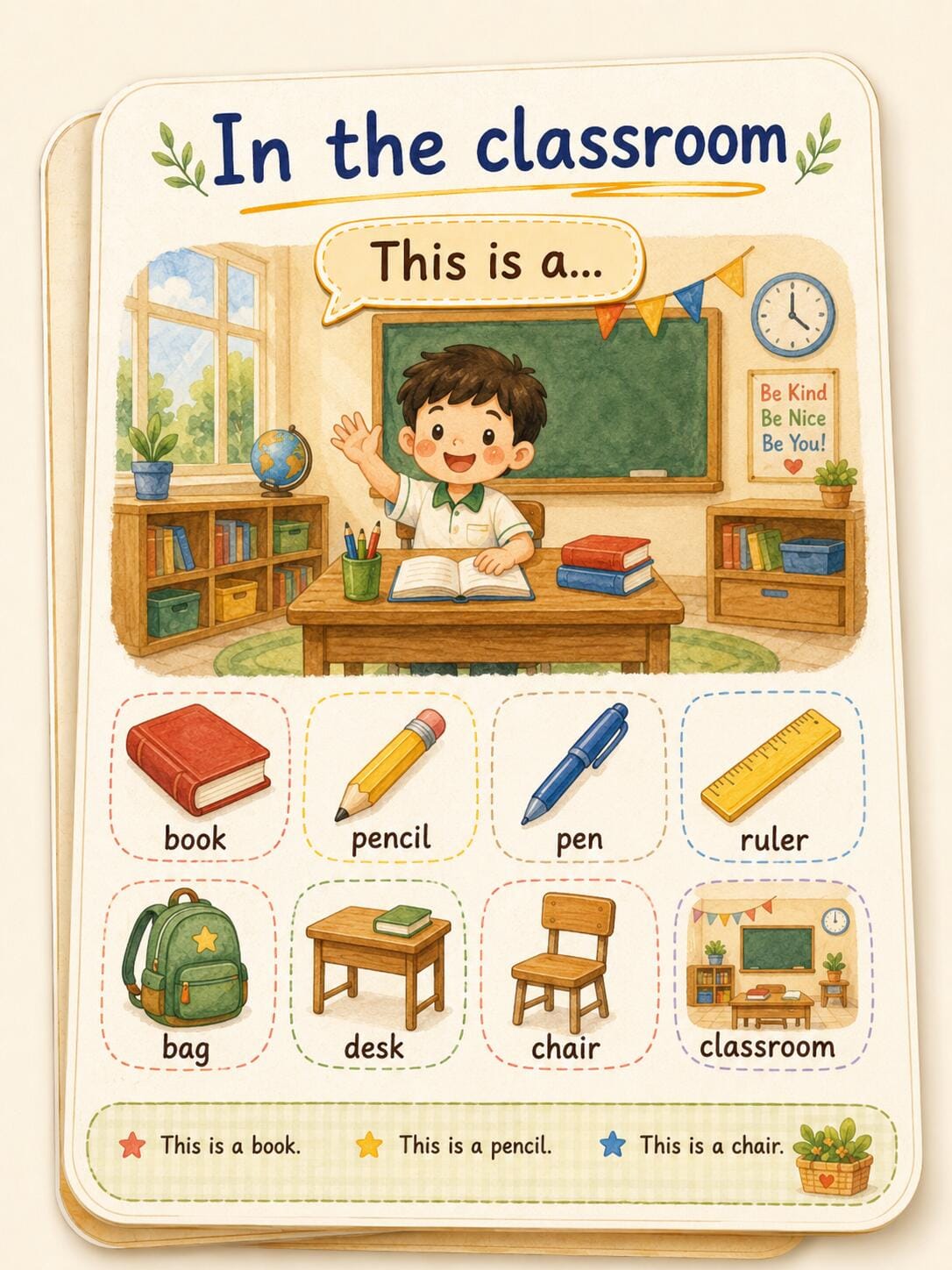 Preview image of Kinder Englisch-Wortschatz Bilder-Wörterbuch | Ausdruckbare Lern-Flashcards & Sight Words PDF für Kleinkinder & Vorschulkinder
