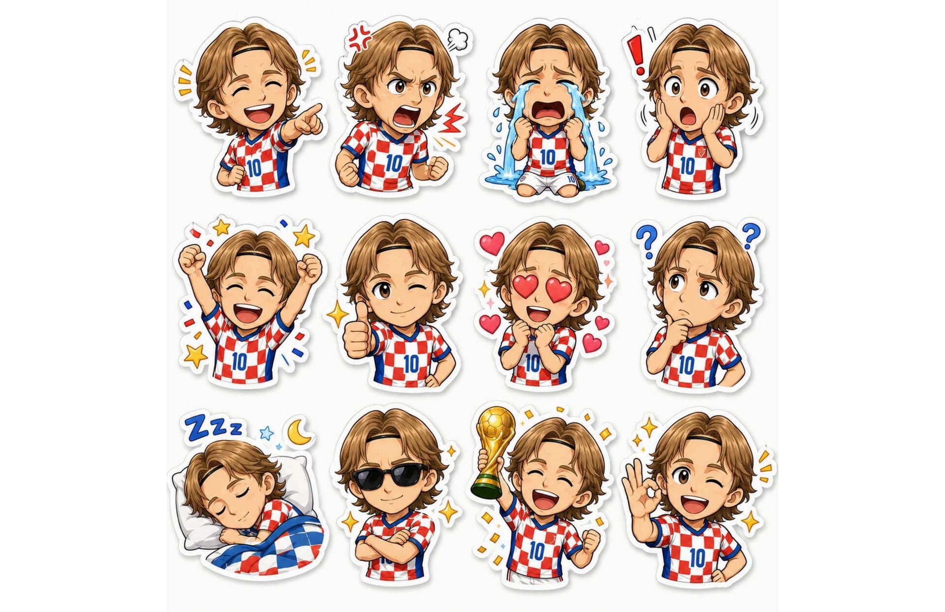 Preview image of Chibi Football Stars Sticker Pack | Printable Soccer Players Cut-Outs & Planner Stickers (5 Pages PDF)
