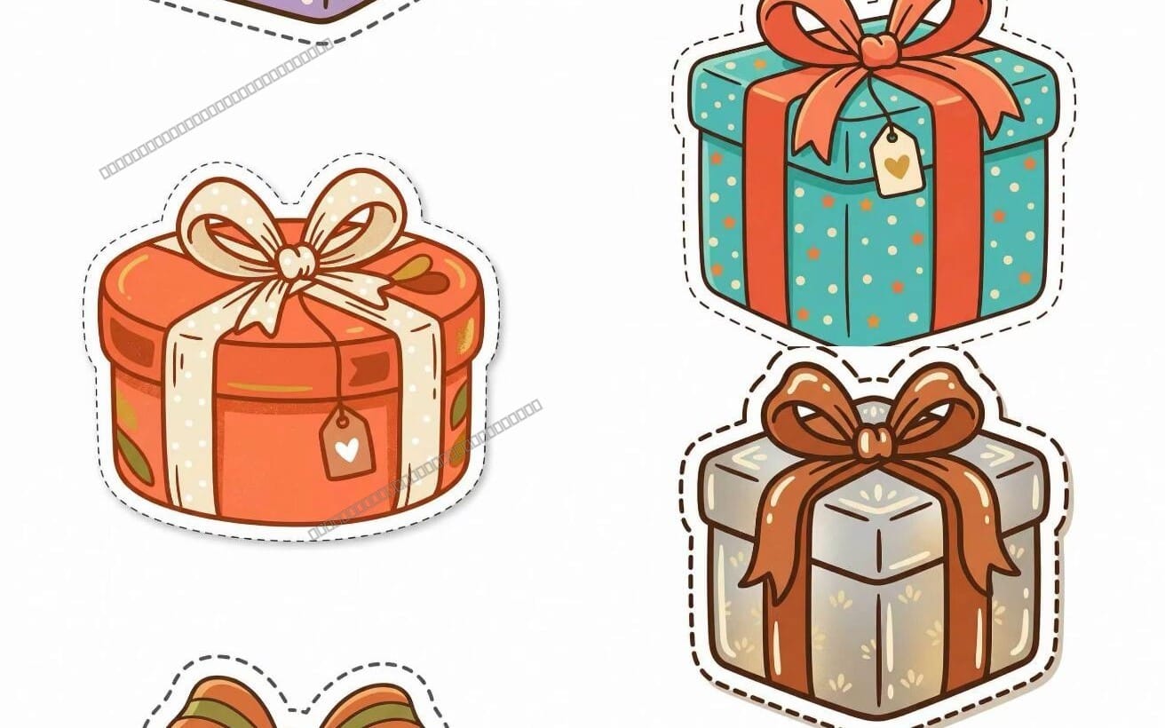 Cozy Gift Box Sticker Pack | Printable Aesthetic Cute Present Stickers | Digital Download PDF
