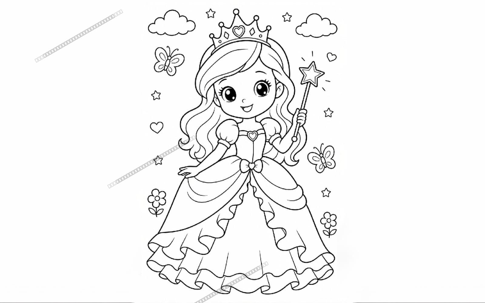 5 Magical Disney-Style Coloring Pages for Kids | Fairy Tale Printable Bundle
