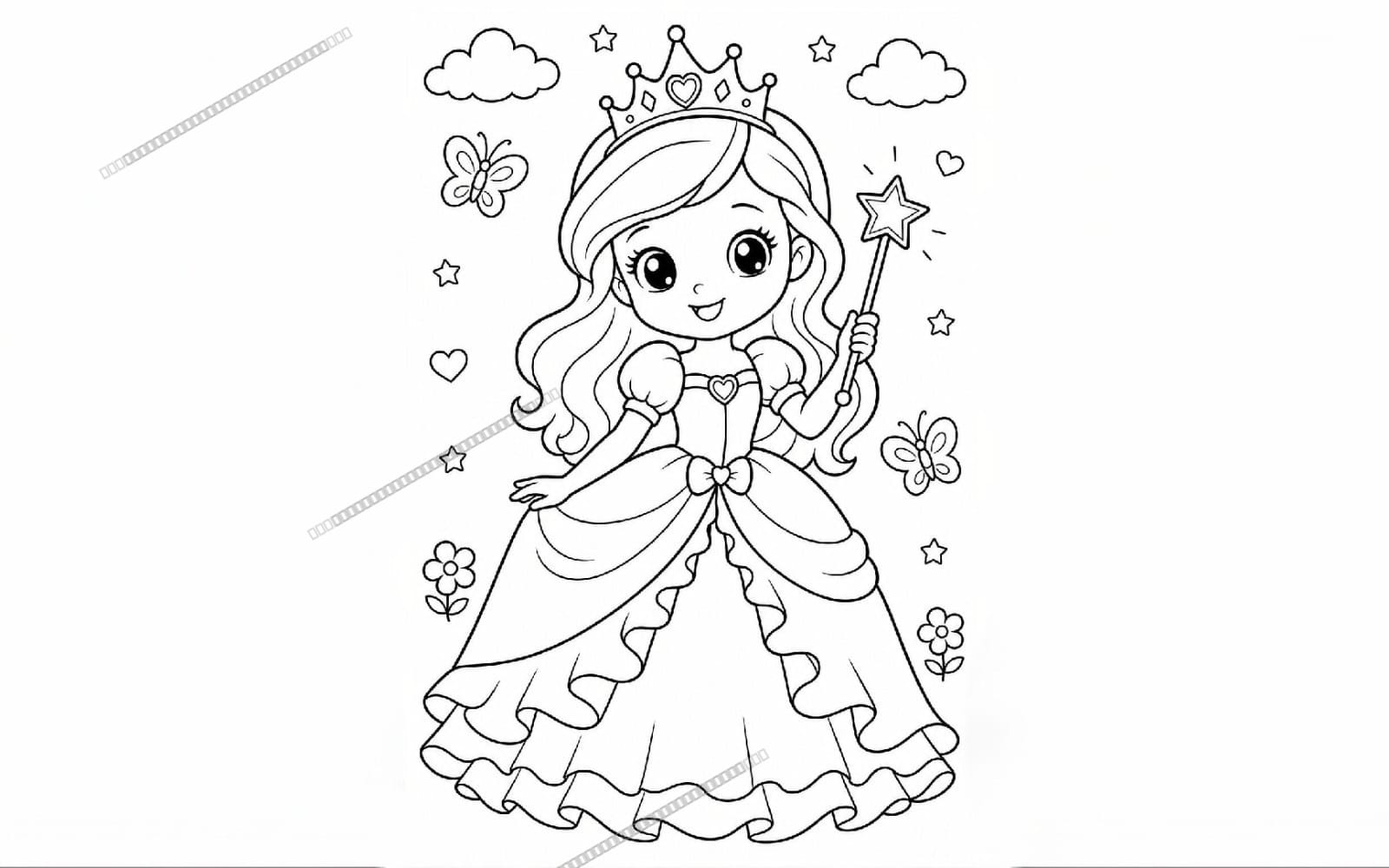 5 Magical Disney-Style Coloring Pages for Kids | Fairy Tale Printable Bundle