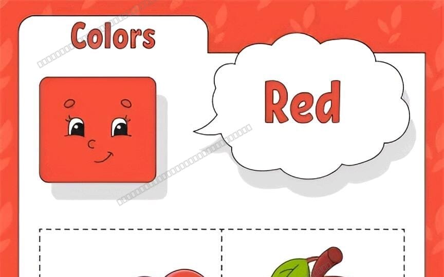 Детское обучение цветам: PDF | 10-страничные распечатанные worksheets по распознаванию цвета с милыми животными и предметами (красный, синий, зелёный, желтый и другие)