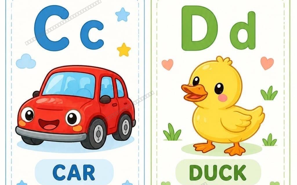 ABC Alphabet Flashcards & Learning Cards PDF | Cute Animal & Object A-Z Printable Flash Cards for Kids (A to Z + Bonus Zoo & Menu Cards)