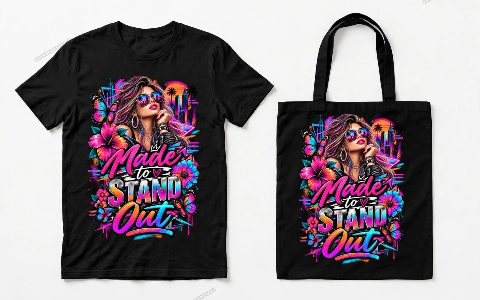 Glitchy Glam DTF Graphics – 10 Fashion T-Shirt Designs
