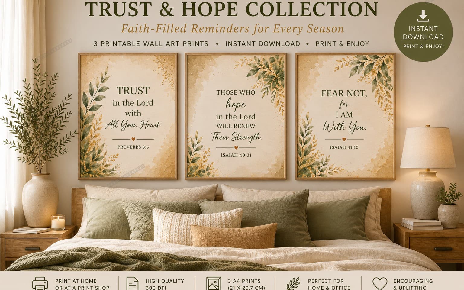 Hope & Trust Collection – Printable Christian Wall Art Set (3 Prints)