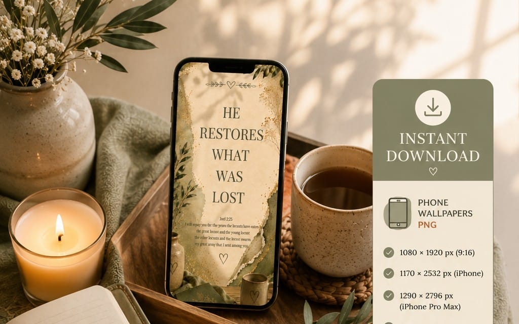 30 Christian Phone Wallpapers PNG + Daily Faith Guide | Scripture Phone Backgrounds for iPhone & Android