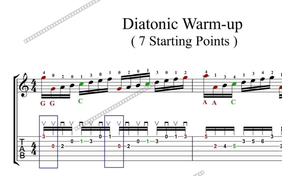 Diatonic Warm-up (7 Starting Points) | Guitar Exercise