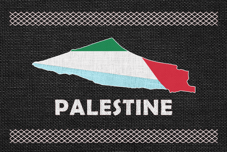 Preview image of Palestine Flag Map Patch Design | Embroidered-Style Patriotic Art | Palestinian Heritage Print