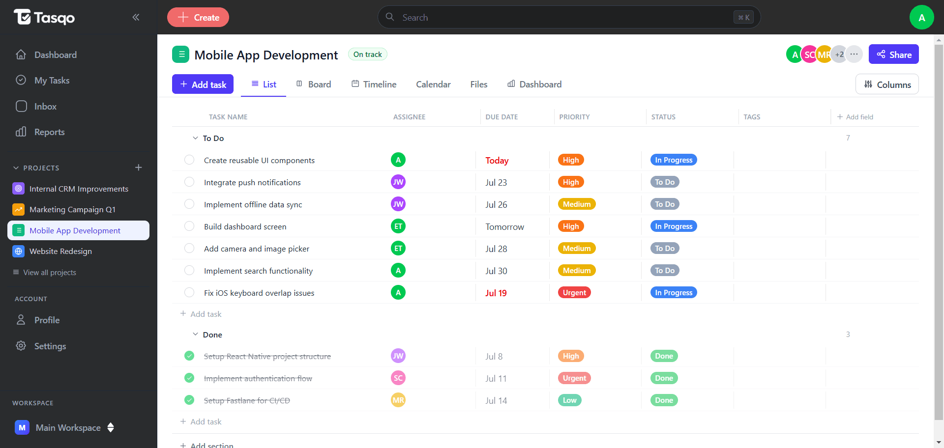 Vorschaubild von Tasqo - Projektmanagement & Ticketing-System