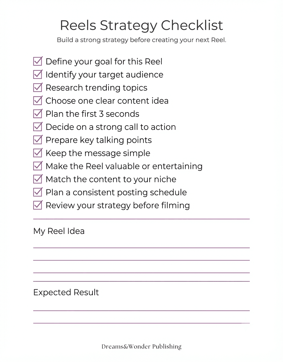 Preview image of Instagram Reels Checklist | 15 Page Content Creator Planner