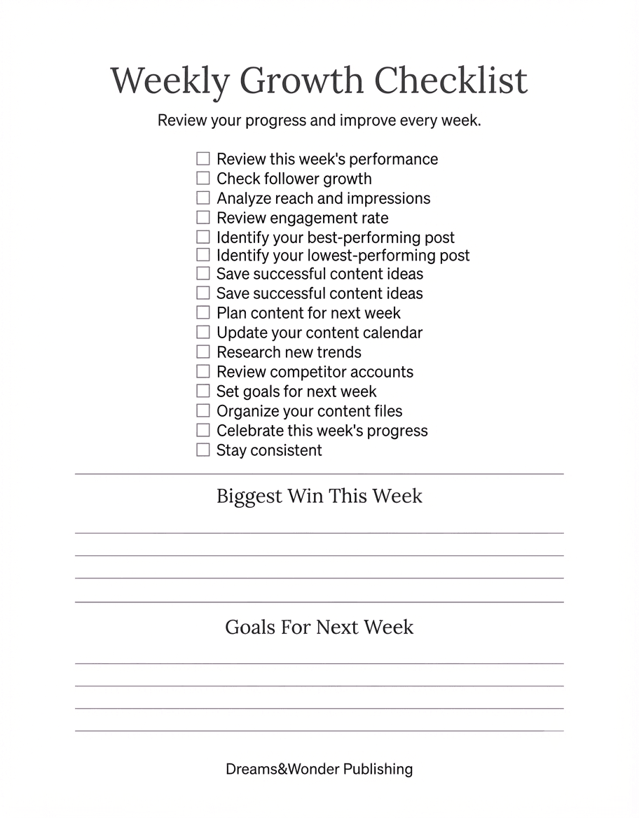 Preview image of Instagram Growth Checklist | 15-Page Printable Workbook