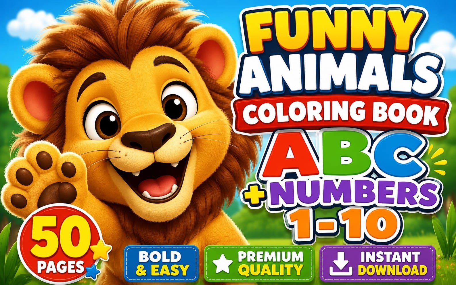 Printable Funny Animals ABC & Numbers Activity Coloring Book for Kids | Alphabet Learning, Number Tracing, Counting & Preschool Activities