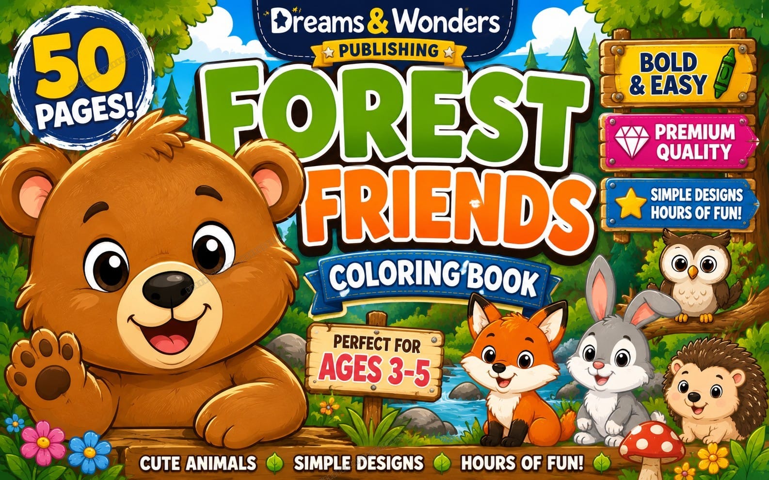 Forest Animals Coloring Book | Cute Forest Friends for Kids | Digital Download Coloring Pages