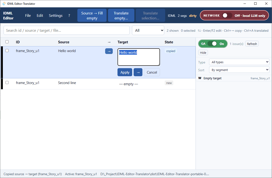 Preview image of IDML Editor-Translator — InDesign IDML editor (+ Illustrator XLIFF/XML, Markdown, TXT)