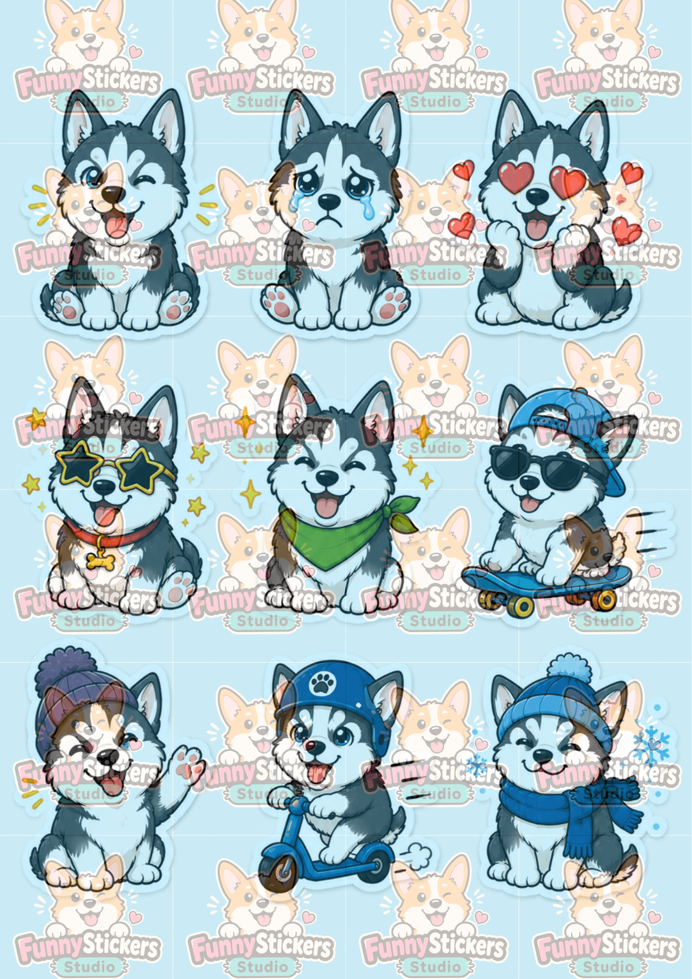 Preview image of Funny husky Stickers