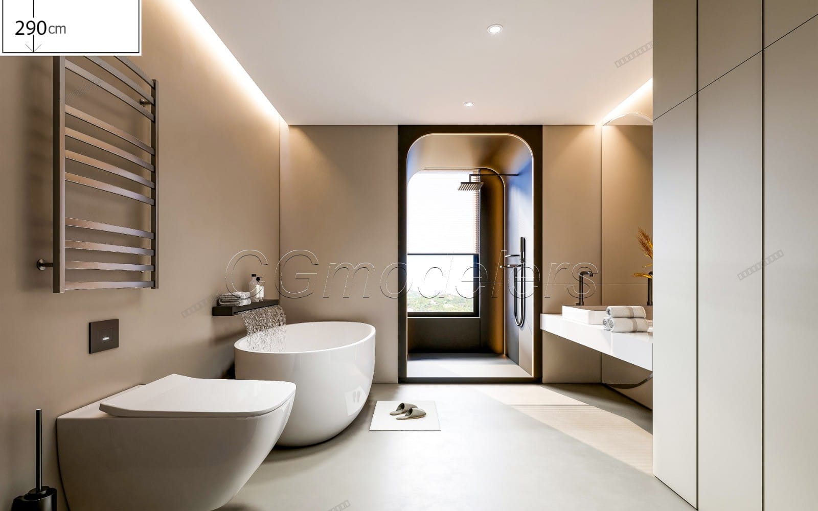 SketchUp Bathroom Model Scene 24 | Enscape Render Ready | Full Lighting & PBR