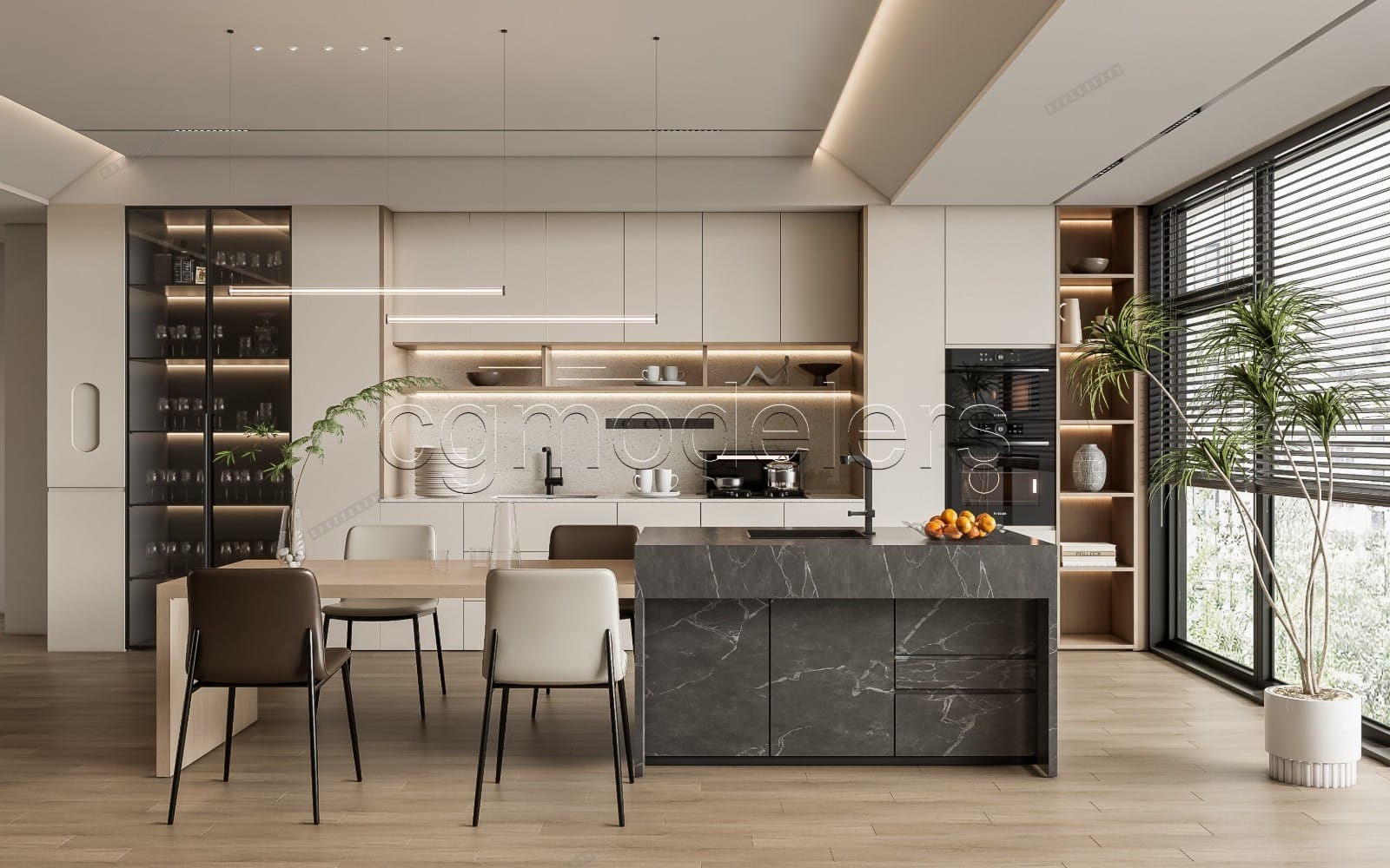 SketchUp Kitchen 3d model Enscape render Ready Design | Full Lighting + PBR – 8