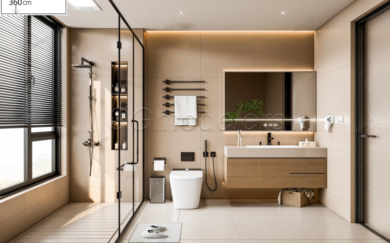 SketchUp + Enscape Bathroom Scene 47 | Render Ready 3D Model | PBR & Lighting