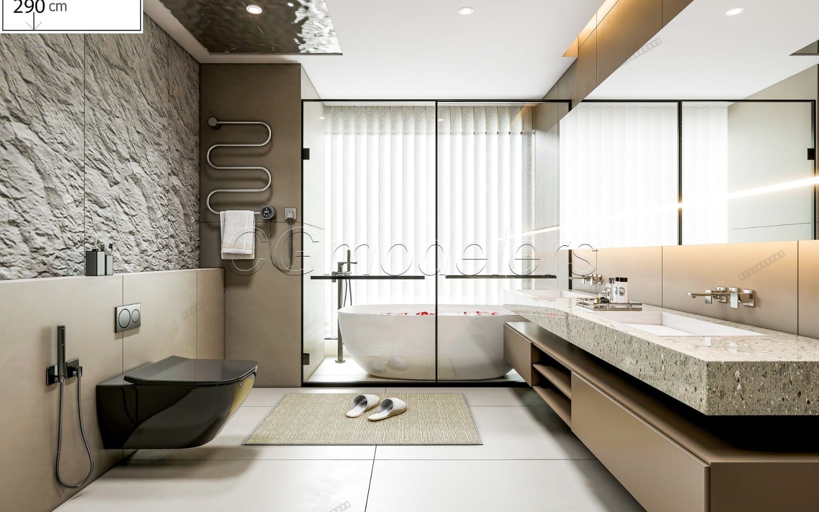 SketchUp Bathroom Model Scene 25 | Enscape Render Ready | Full Lighting & PBR