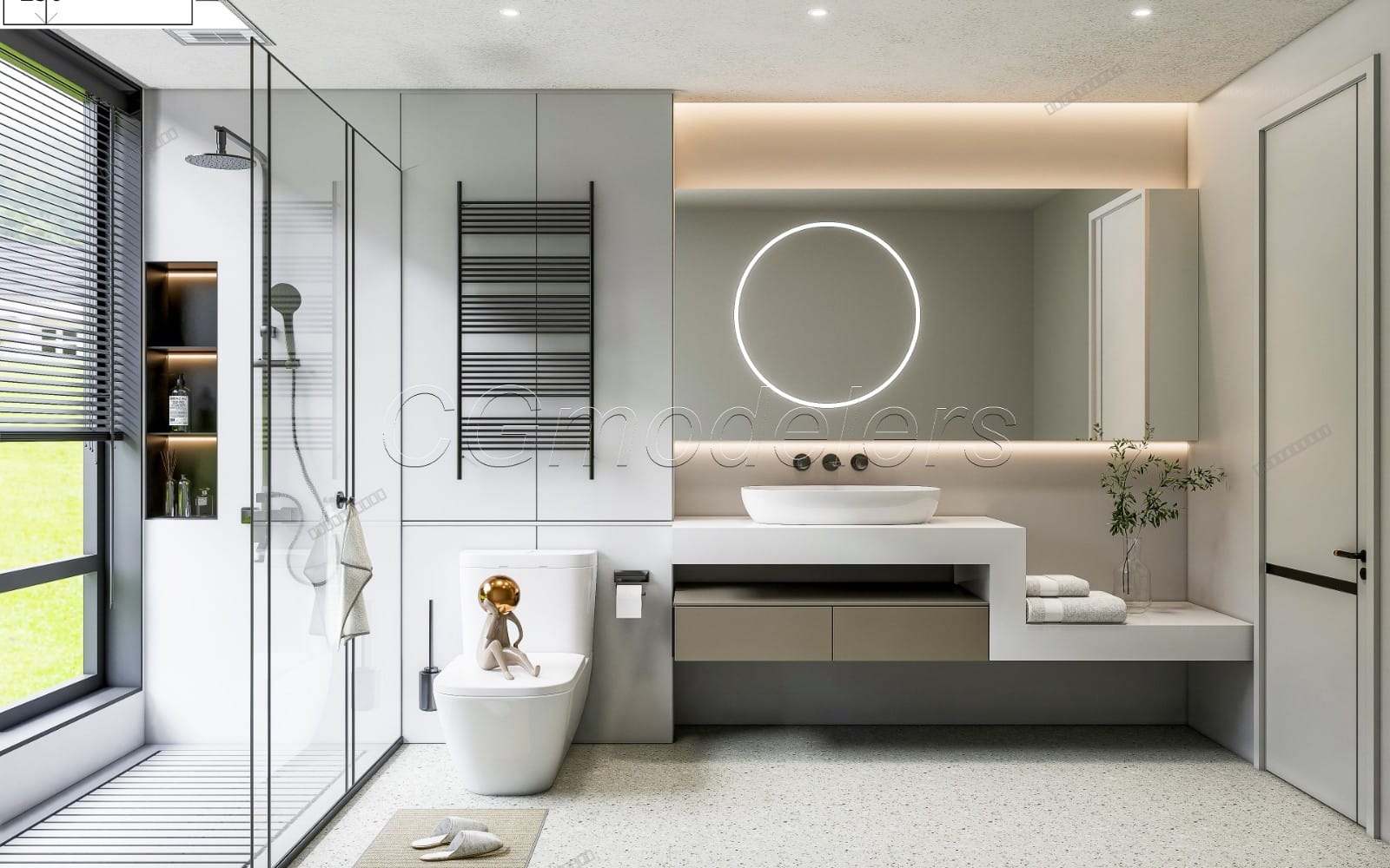 SketchUp Bathroom Model Scene 46 | Enscape Render Ready | Full Lighting & PBR