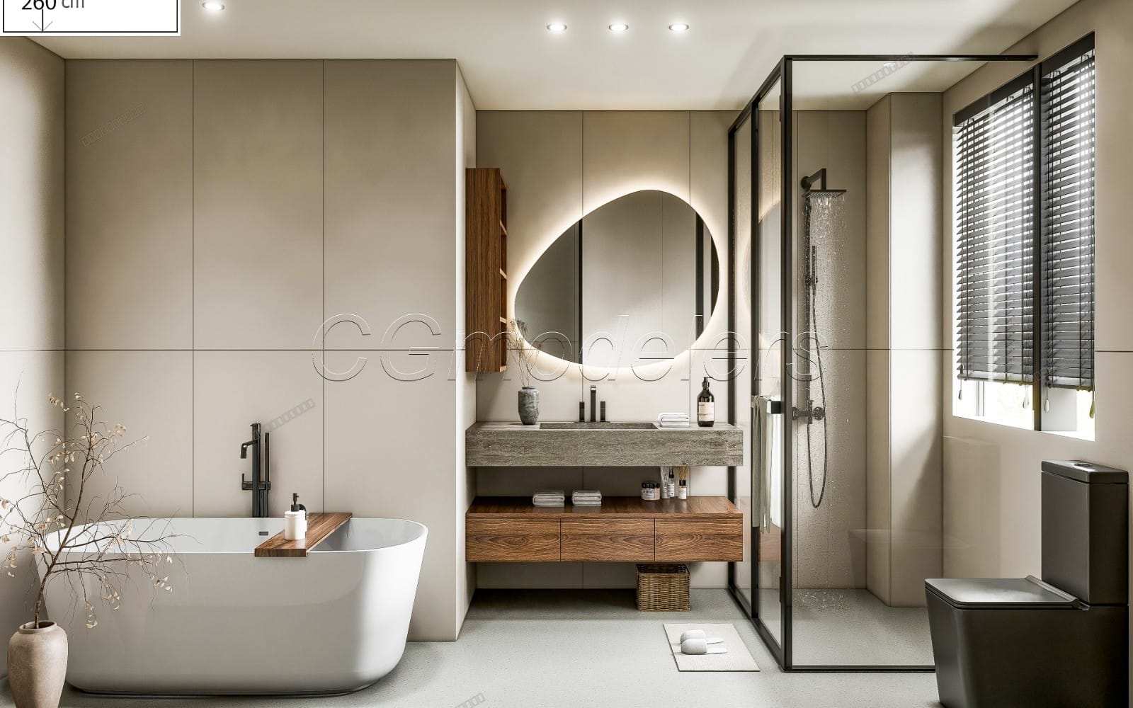 SketchUp Bathroom Model Scene 41 | Enscape Render Ready | Full Lighting & PBR