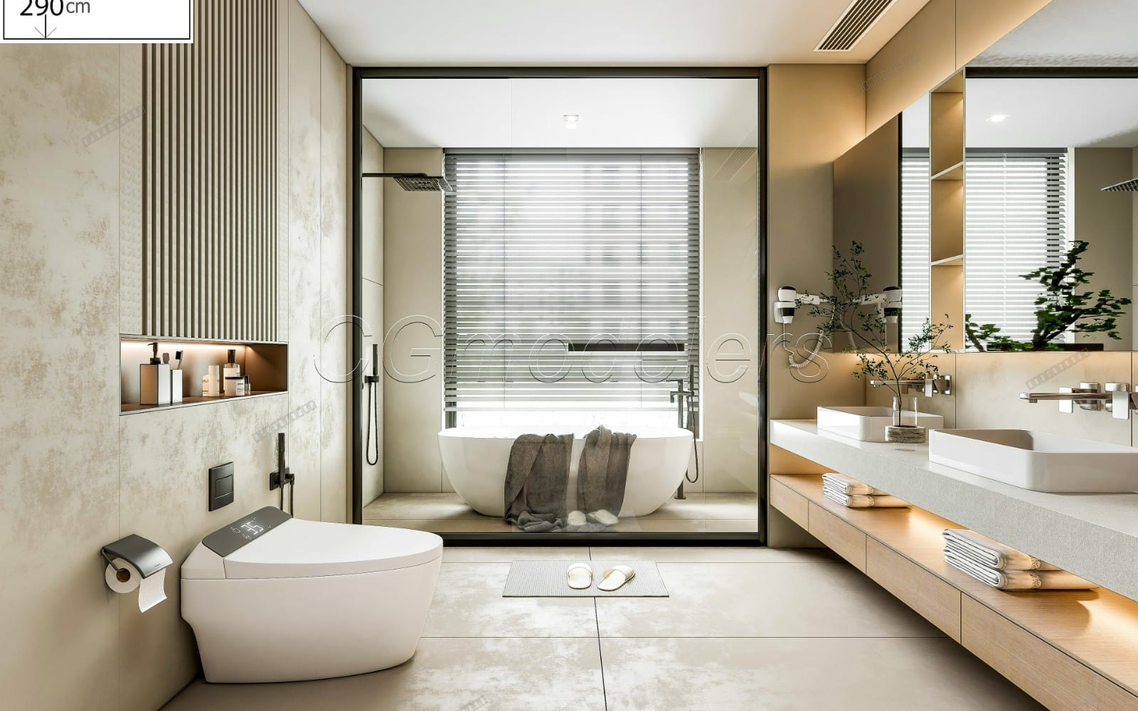 SketchUp Bathroom Model Scene 26 | Enscape Render Ready | Full Lighting & PBR