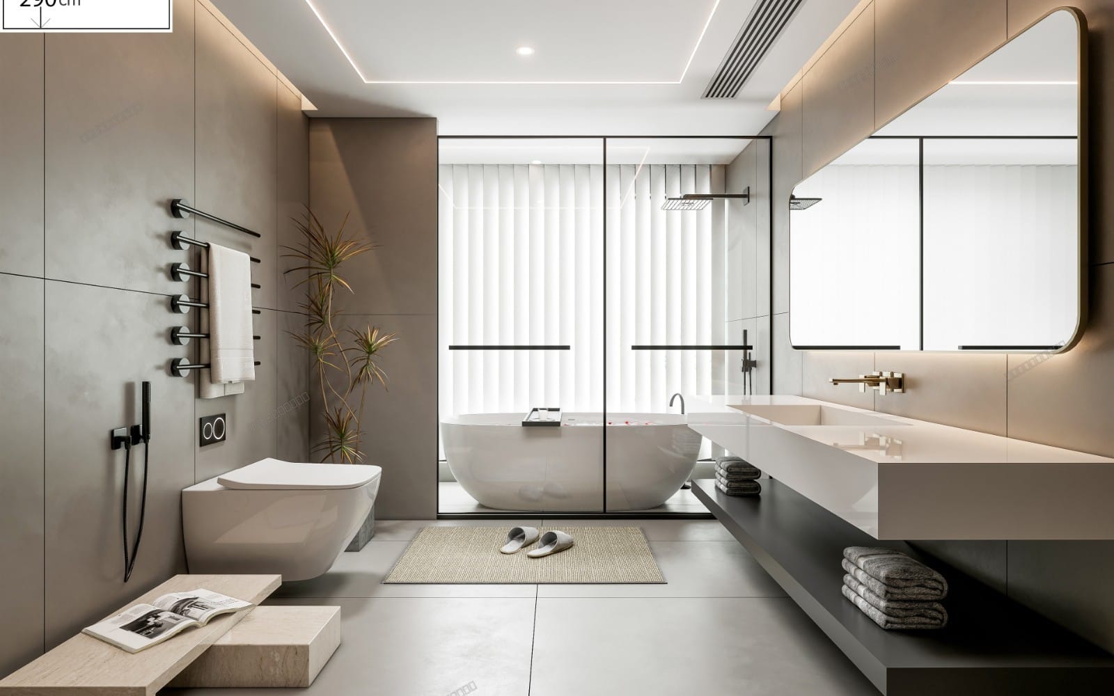 SketchUp Bathroom Model Scene 33 | Enscape Render Ready | Full Lighting & PBR