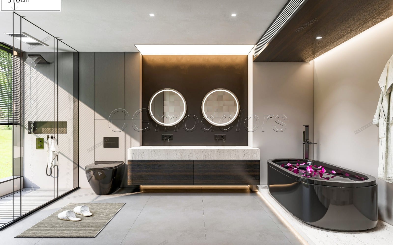 SketchUp Bathroom Model Scene 40 | Enscape Render Ready | Full Lighting & PBR