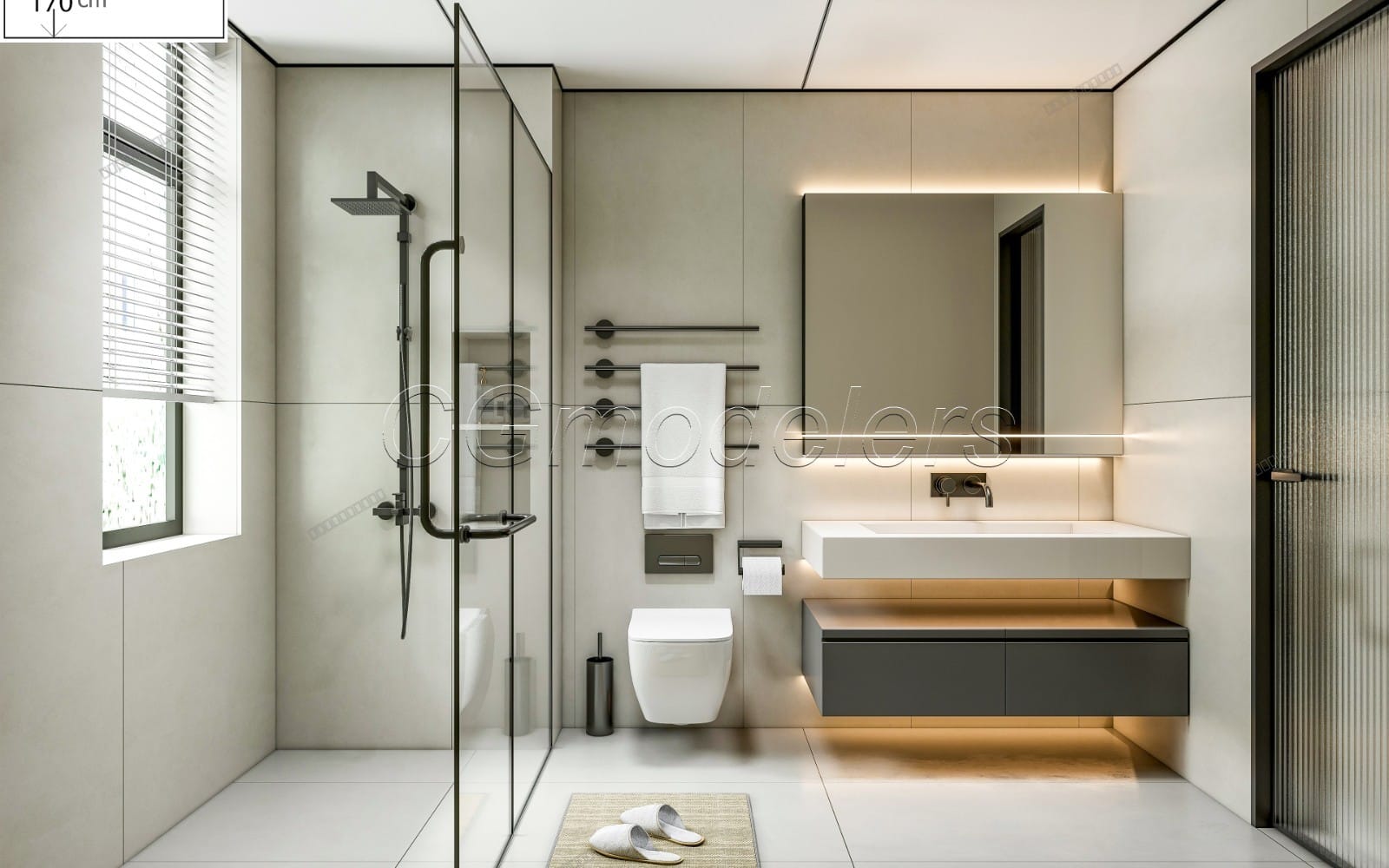 SketchUp Bathroom Model Scene 21 | Enscape Render Ready | Full Lighting & PBR