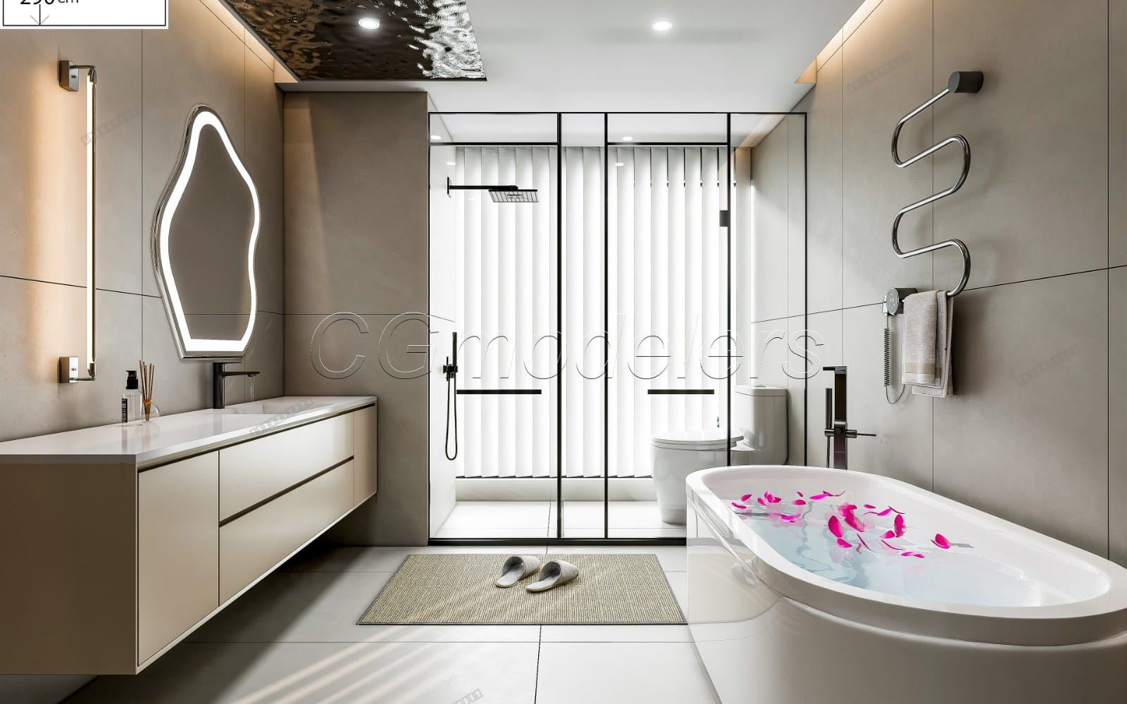 SketchUp Bathroom Model Scene 39 | Enscape Render Ready | Full Lighting & PBR