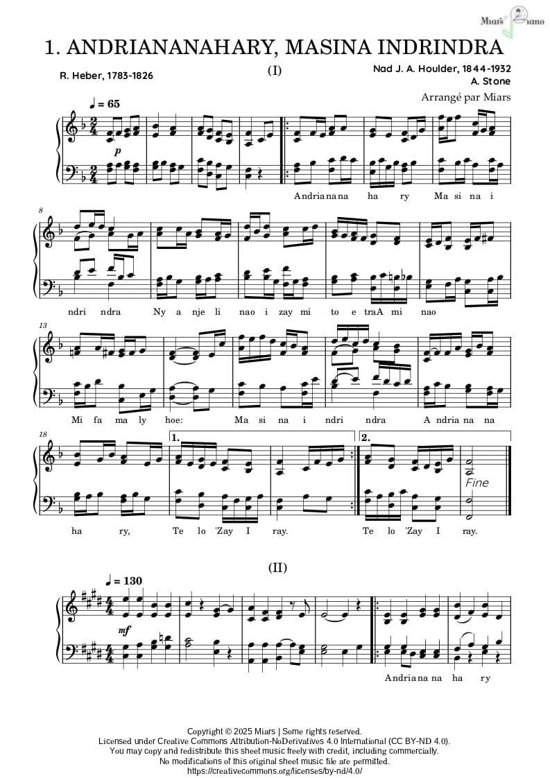 Vorschaubild von FFPM 1. Andriananahary Masina Indrindra vollständige Fassung Klavier