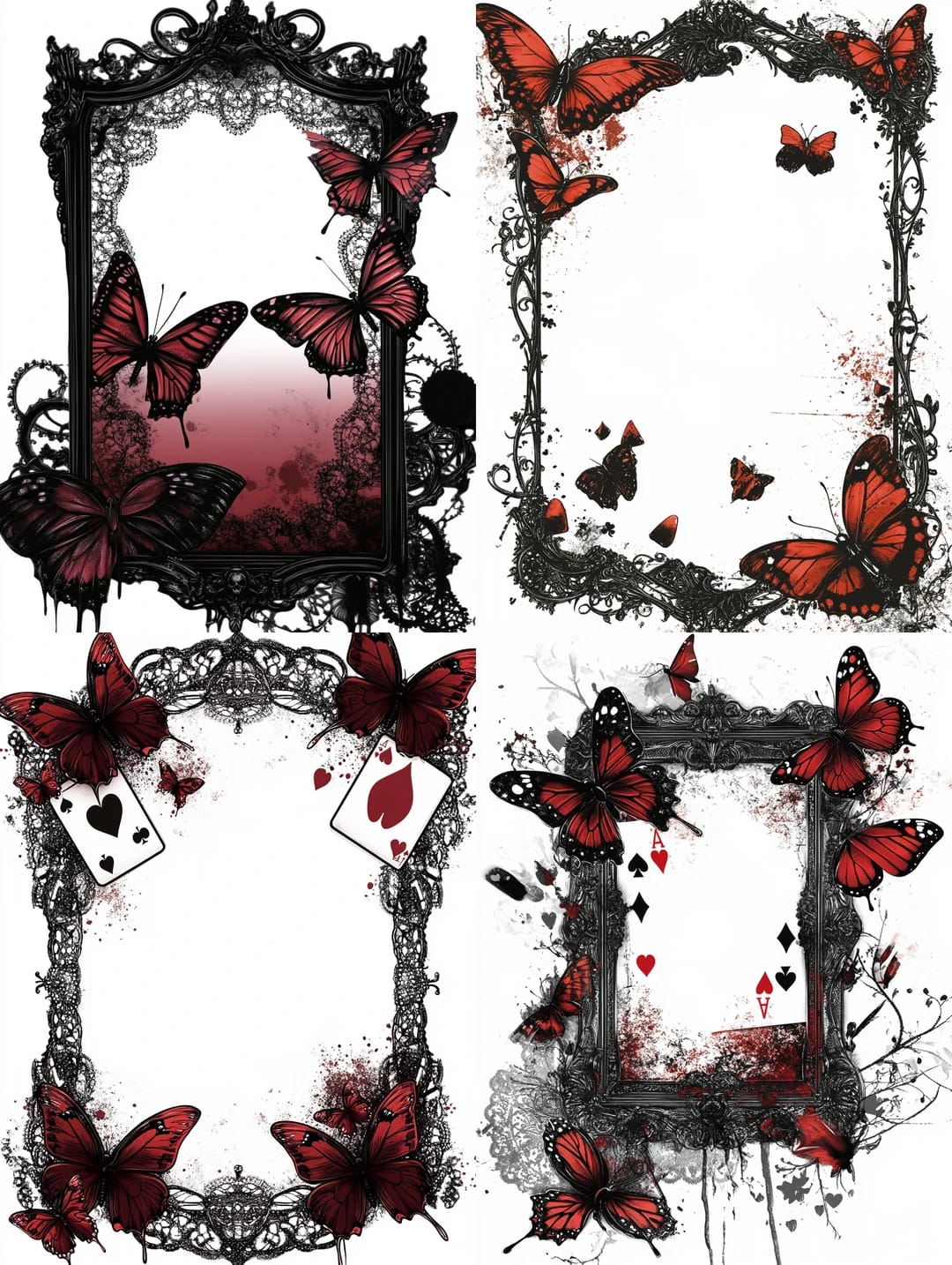 Preview image of Dark Gothic Butterfly Frames Clipart – Full Bundle