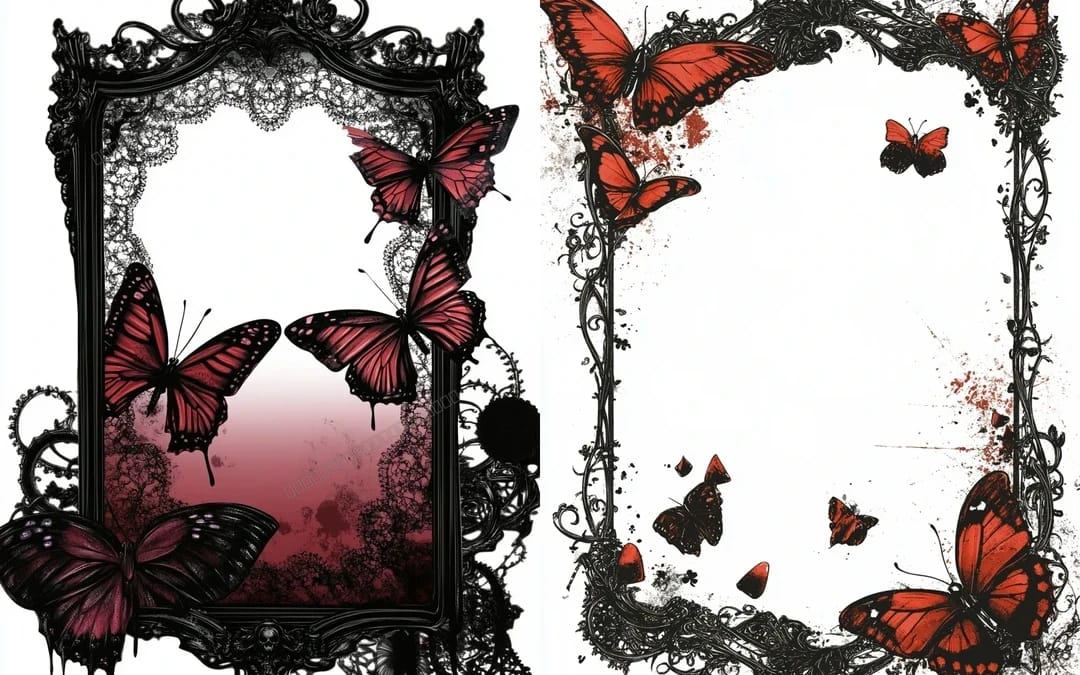 Dark Gothic Butterfly Frames Clipart – Full Bundle