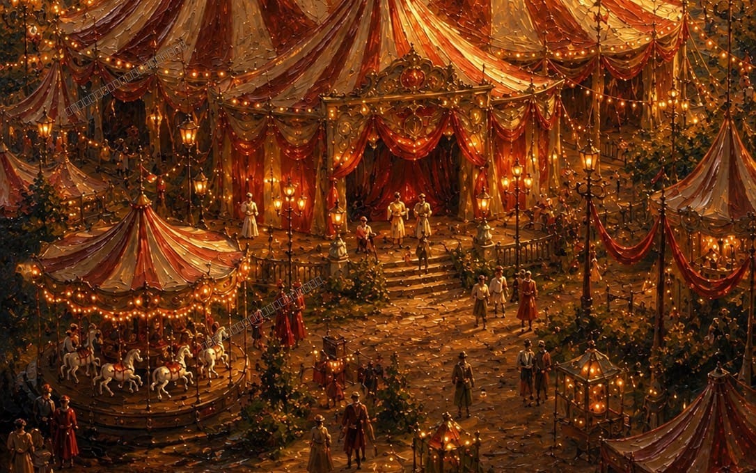 Vintage Circus Ölmalerei Wandkunst | Limitierte Digitaldruck-Ausgabe