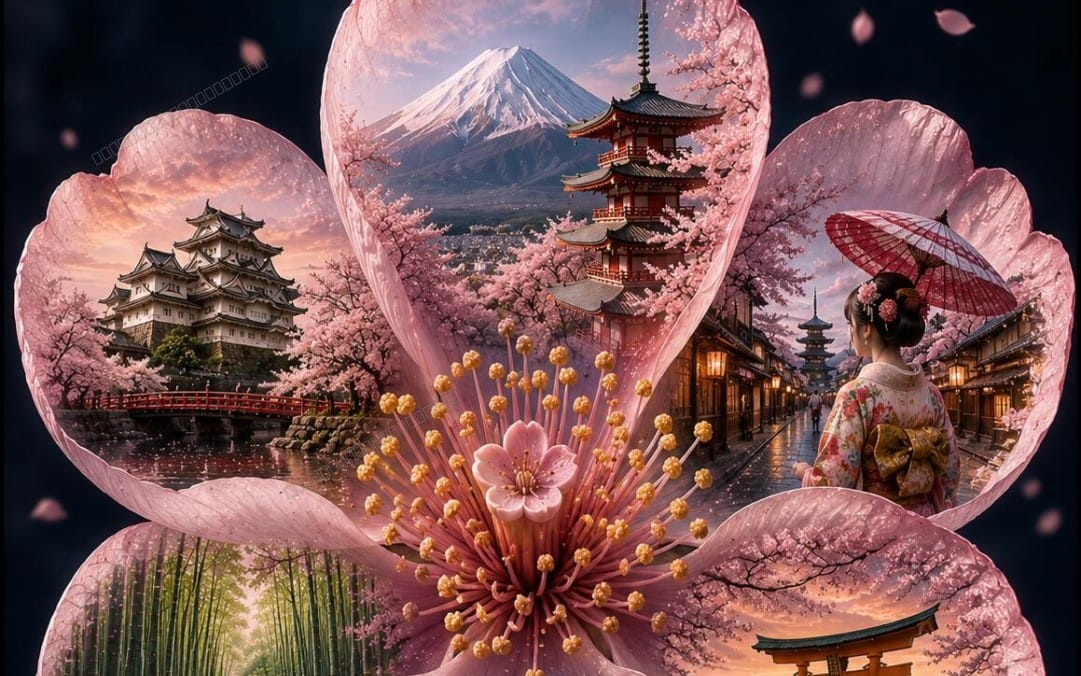 AI art countries famous landmarks inside flower petals – Full Bundle